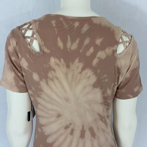 Affliction Women's T-Shirt Top Tie-Dye Open Laced Shoulders Size S Cotton NWT - Picture 6 of 10